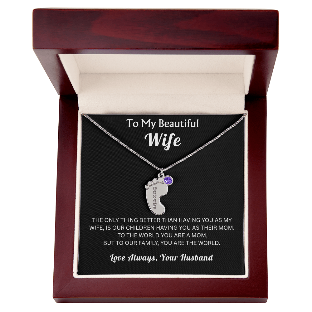 To My Beautiful Wife - Baby Feet Birthstone
