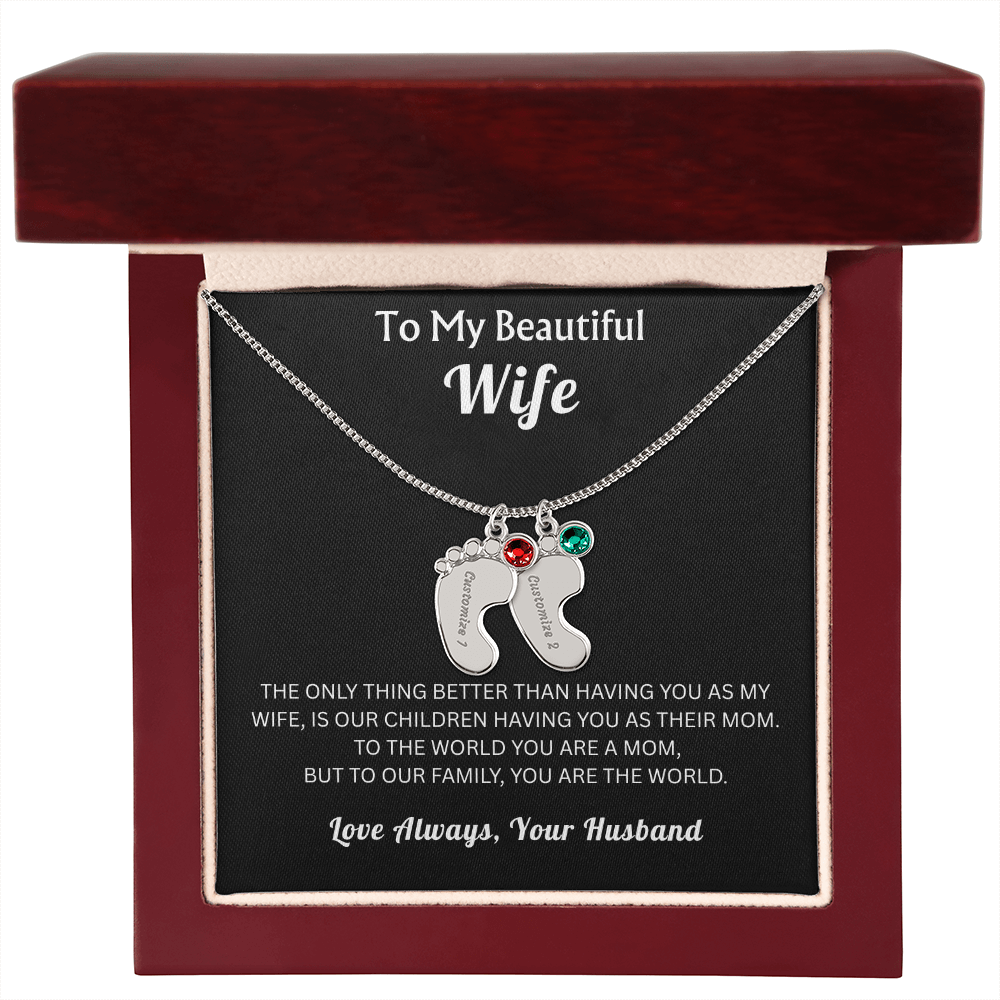 To My Beautiful Wife - Baby Feet Birthstone