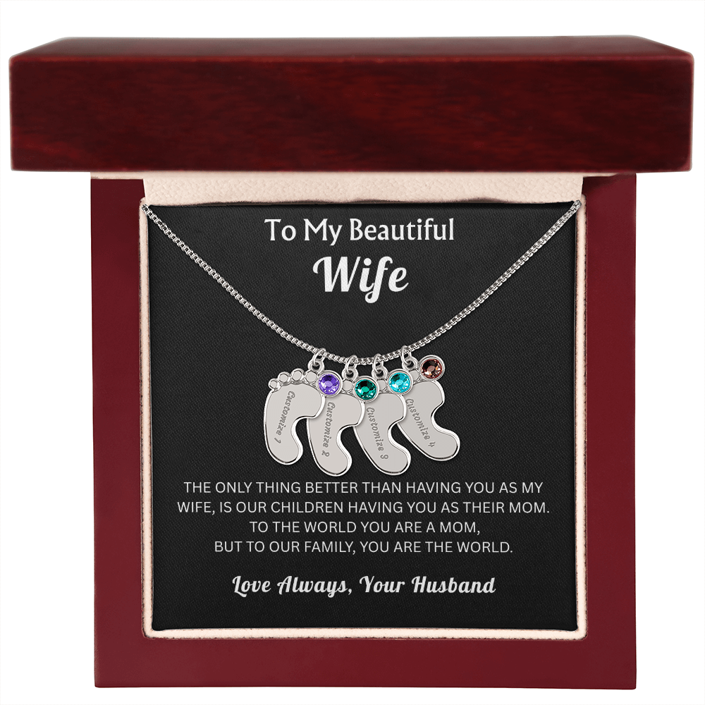 To My Beautiful Wife - Baby Feet Birthstone