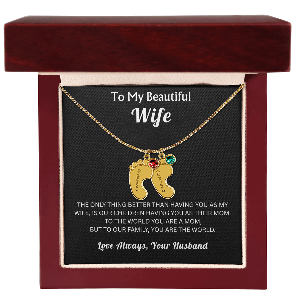To My Beautiful Wife - Baby Feet Birthstone
