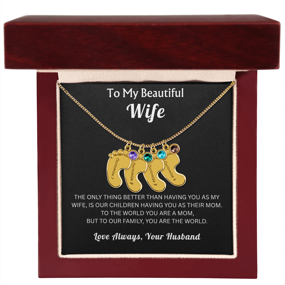 To My Beautiful Wife - Baby Feet Birthstone