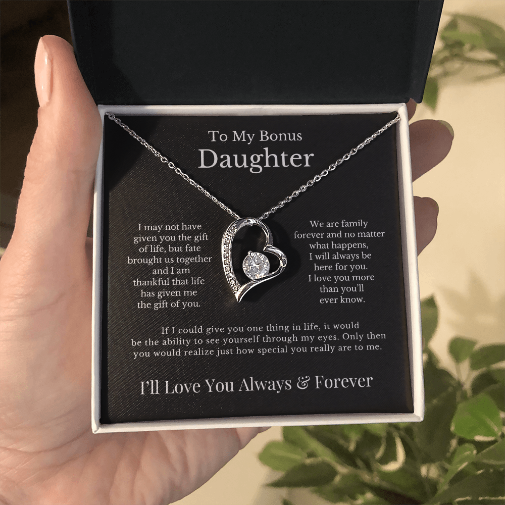 To My Bonus Daughter - Heart Necklace