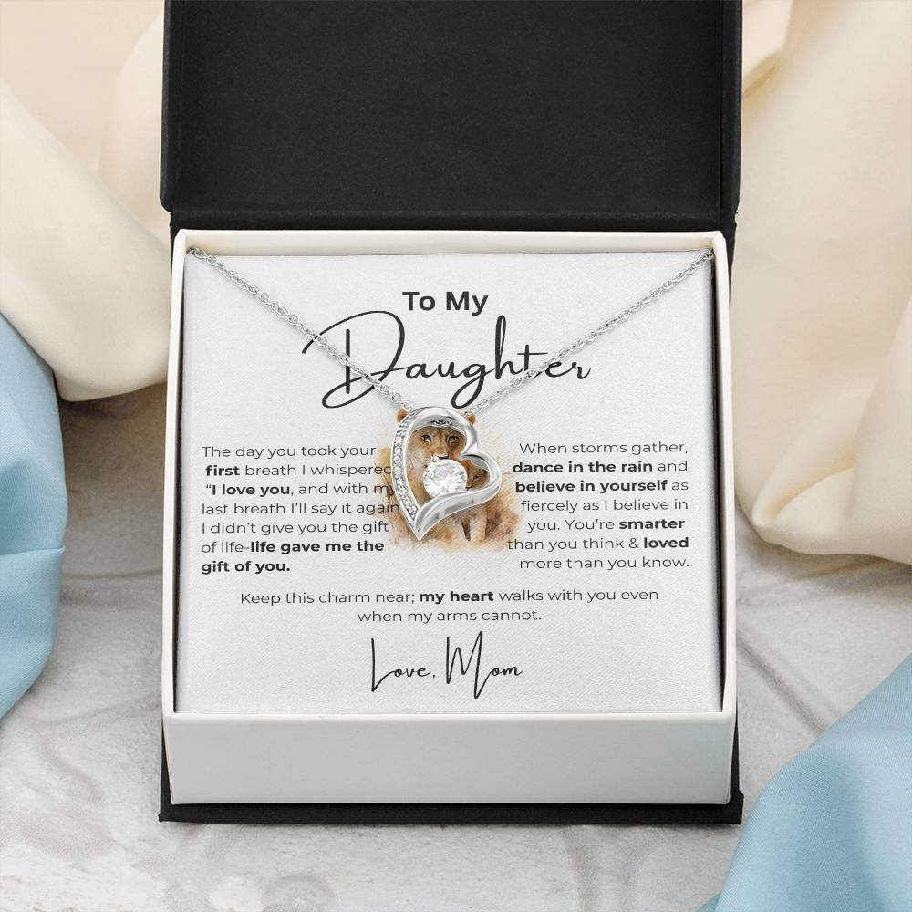 To My Daughter - Love Mom Heart Pendant