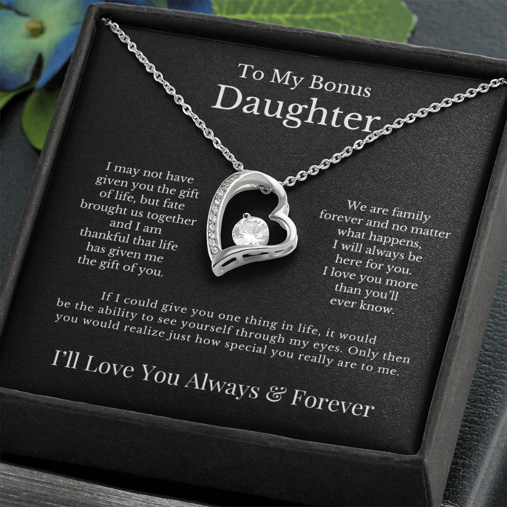 To My Bonus Daughter - Heart Necklace