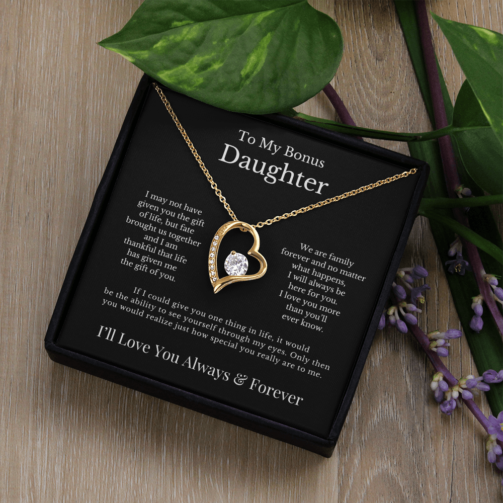 To My Bonus Daughter - Heart Necklace