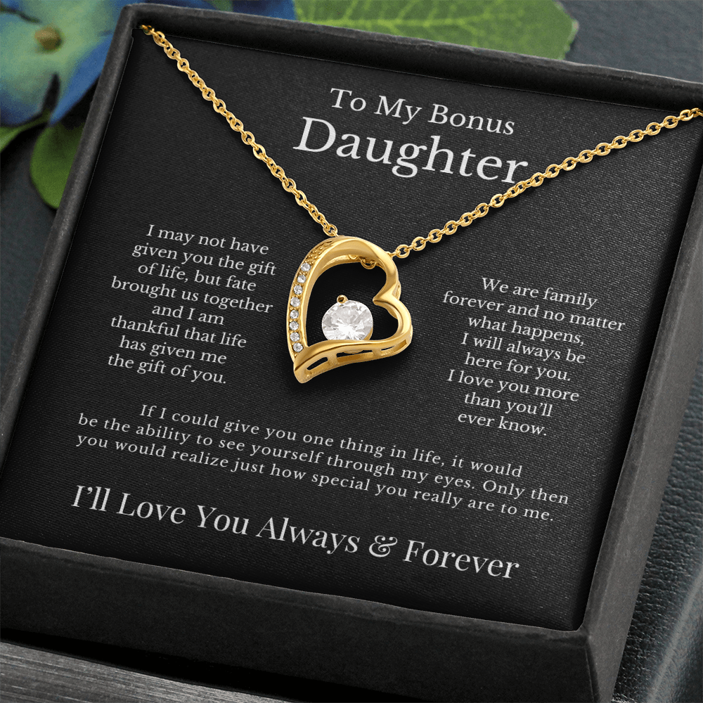 To My Bonus Daughter - Heart Necklace