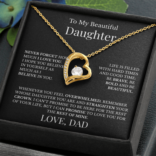 To My Beautiful Daughter - Love Dad - Forever Love Necklace