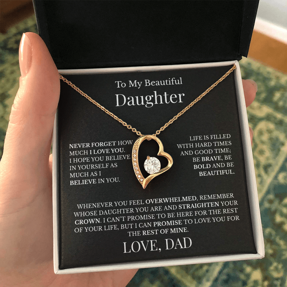 To My Beautiful Daughter - Love Dad - Forever Love Necklace