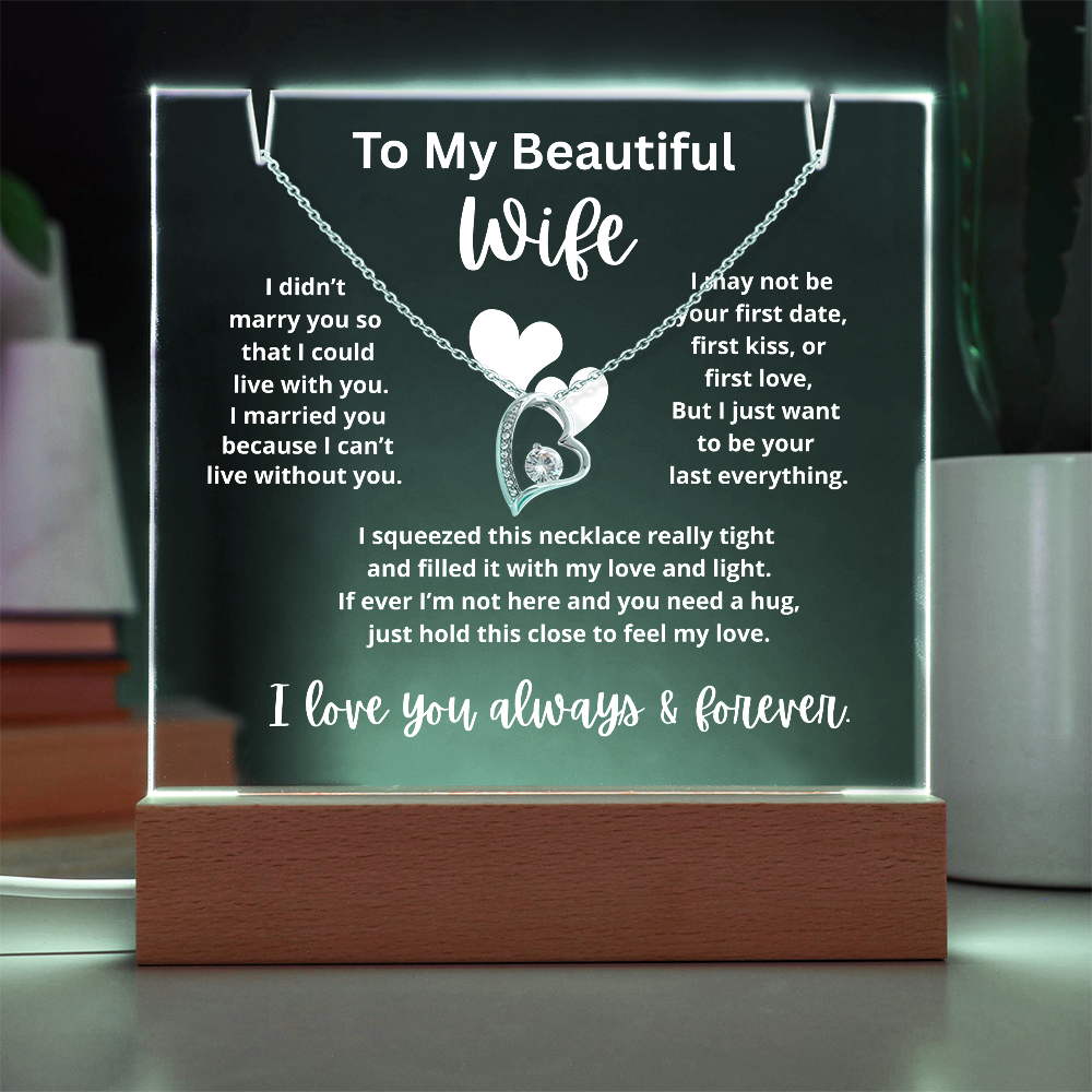 To My Beautiful Wife - Keepsake Square Acrylic & Necklace