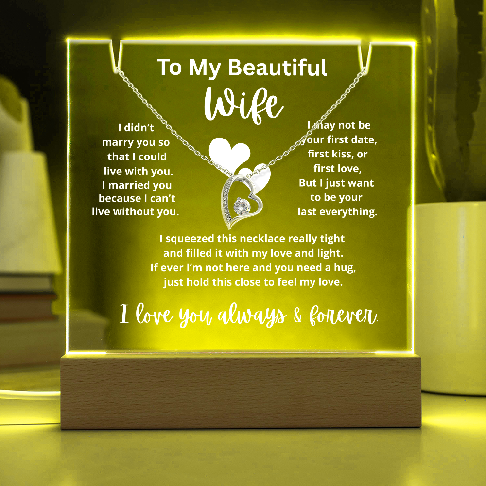 To My Beautiful Wife - Keepsake Square Acrylic & Necklace
