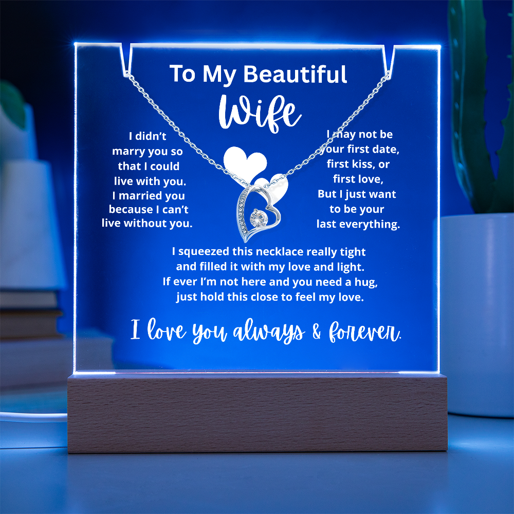 To My Beautiful Wife - Keepsake Square Acrylic & Necklace