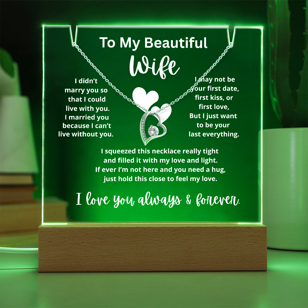 To My Beautiful Wife - Keepsake Square Acrylic & Necklace