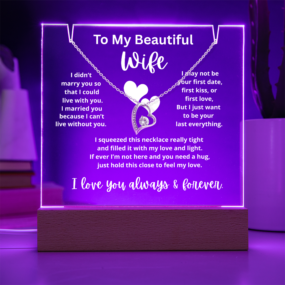 To My Beautiful Wife - Keepsake Square Acrylic & Necklace