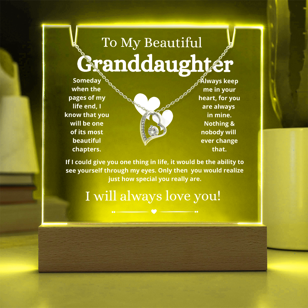To My Beautiful Granddaughter Necklace and Acrylic Keepsake