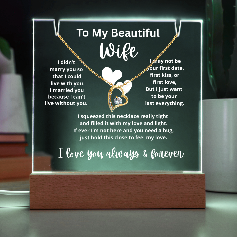 To My Beautiful Wife - Keepsake Square Acrylic & Necklace