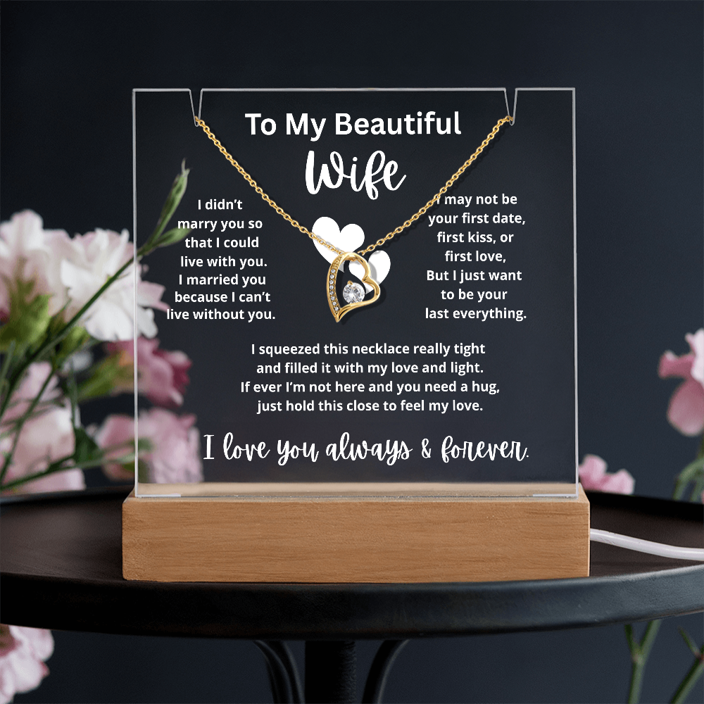 To My Beautiful Wife - Keepsake Square Acrylic & Necklace