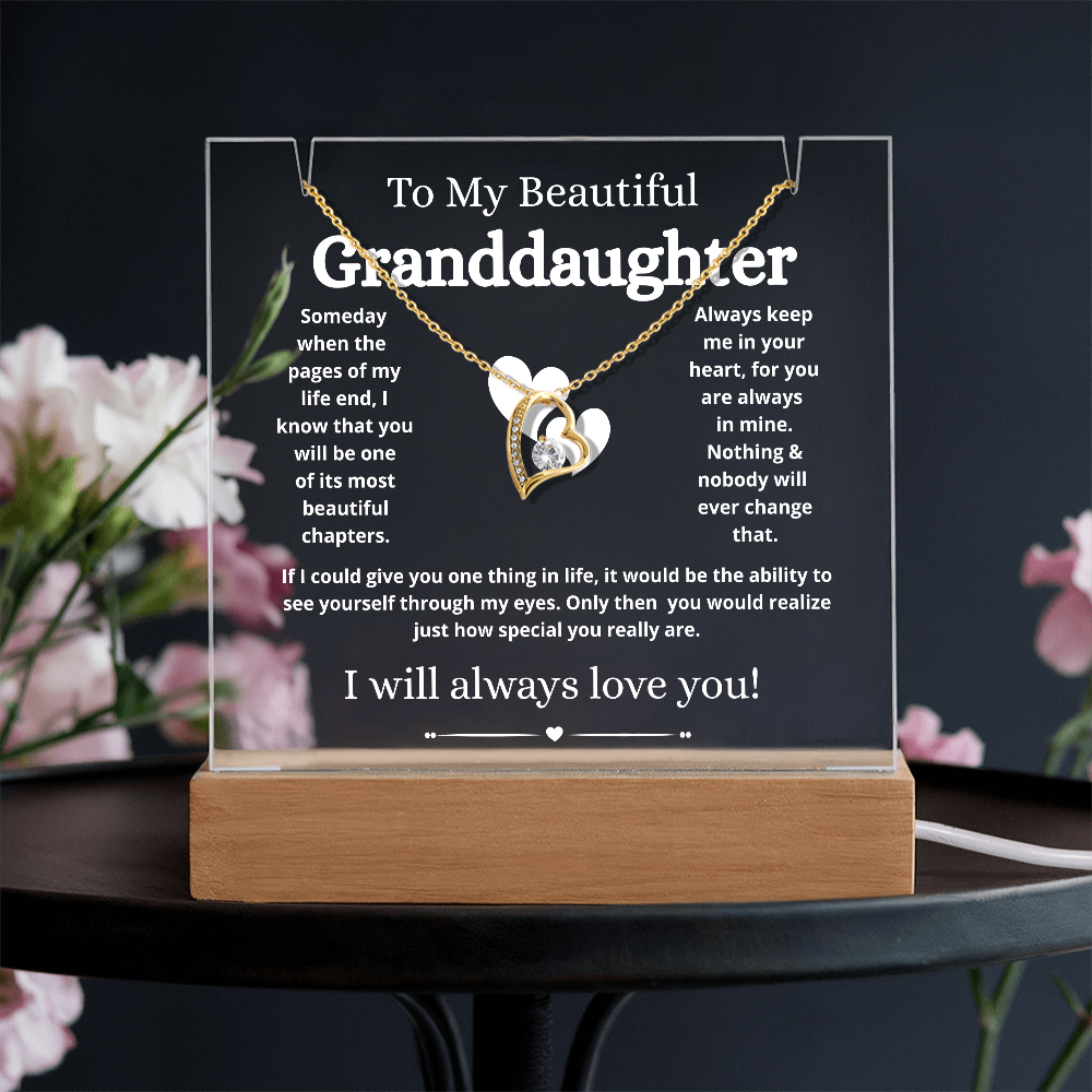 To My Beautiful Granddaughter Necklace and Acrylic Keepsake