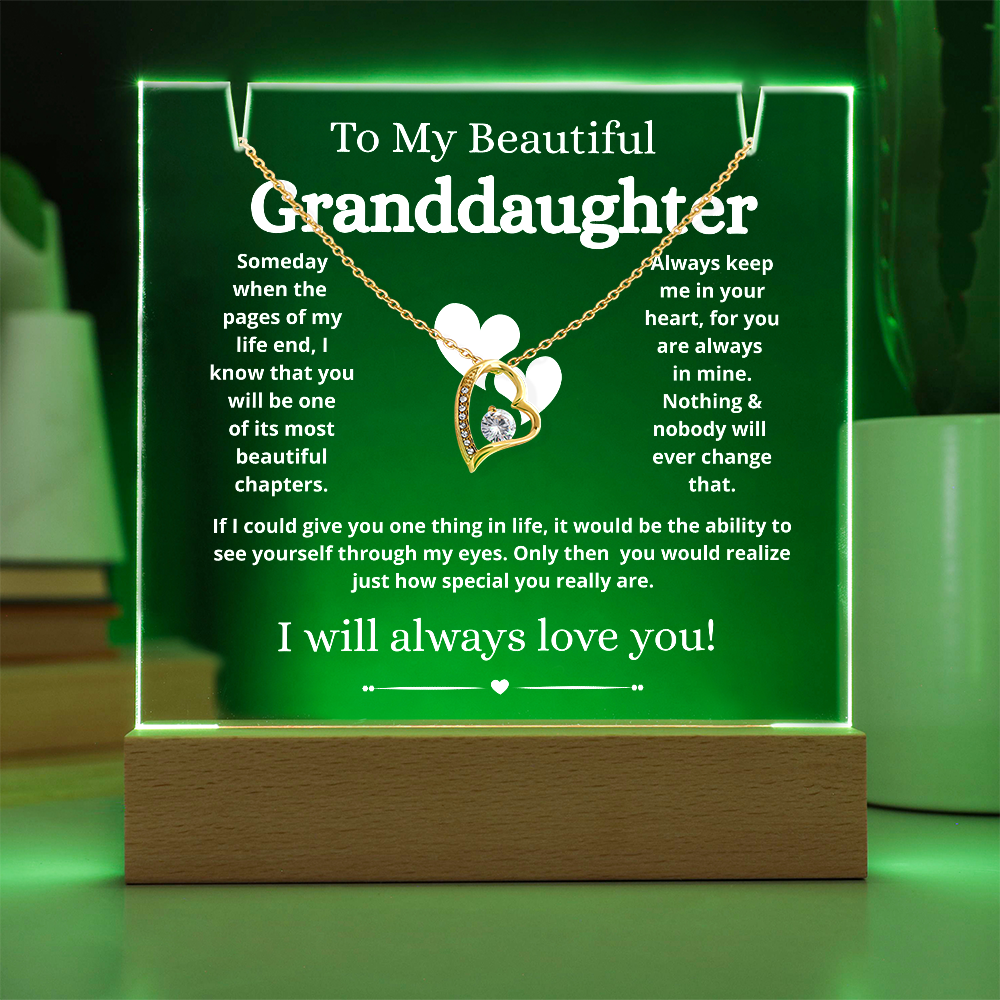 To My Beautiful Granddaughter Necklace and Acrylic Keepsake