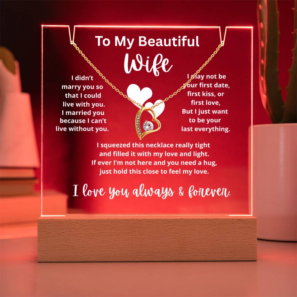 To My Beautiful Wife - Keepsake Square Acrylic & Necklace