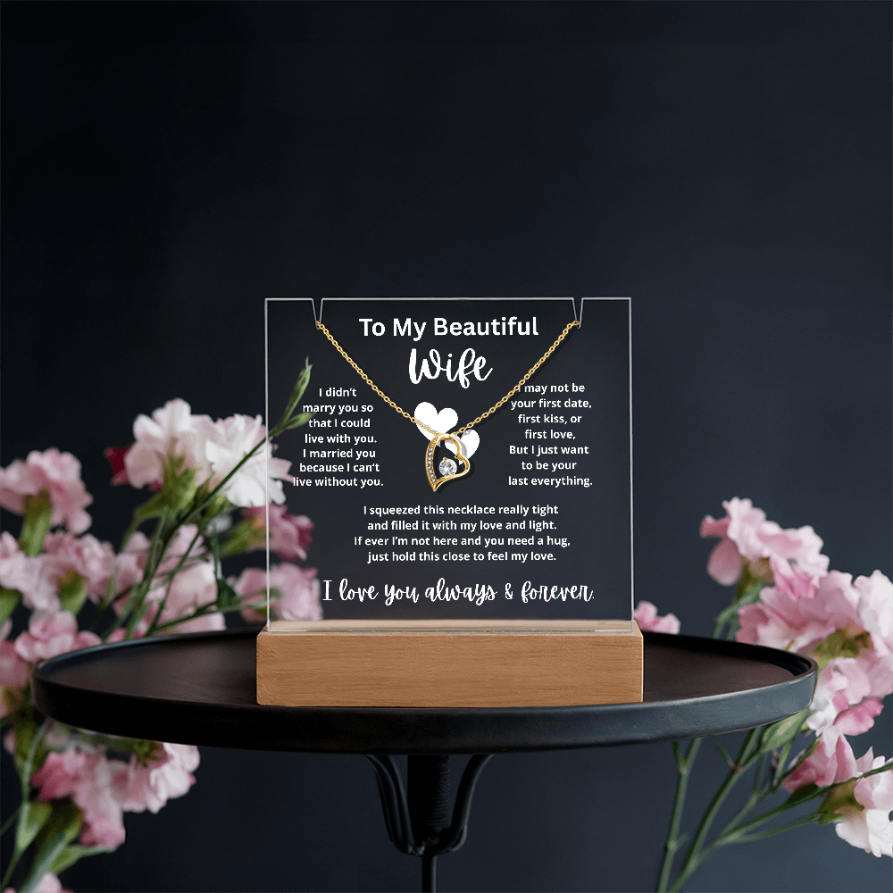To My Beautiful Wife - Keepsake Square Acrylic & Necklace