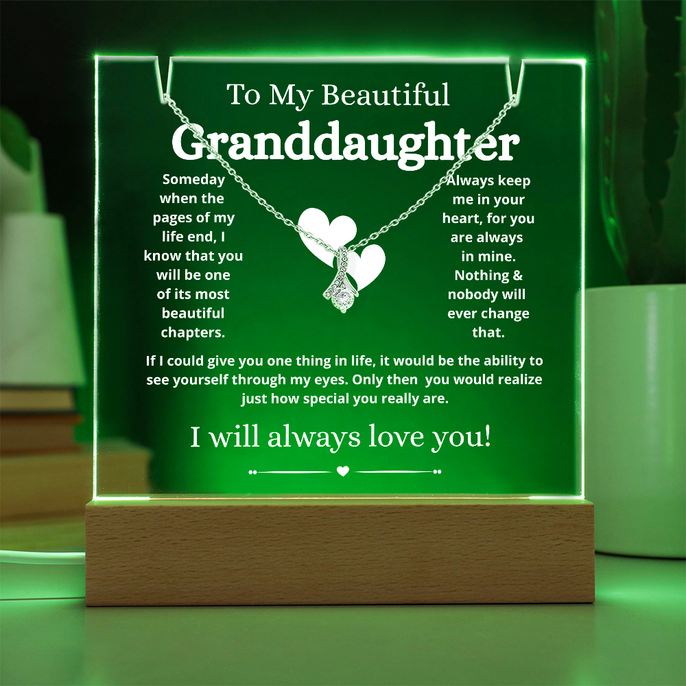 To My Beautiful Granddaughter Acrylic Keepsake and Necklace