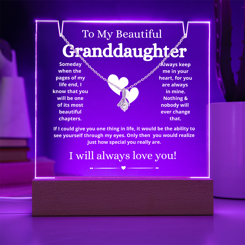 To My Beautiful Granddaughter Acrylic Keepsake and Necklace