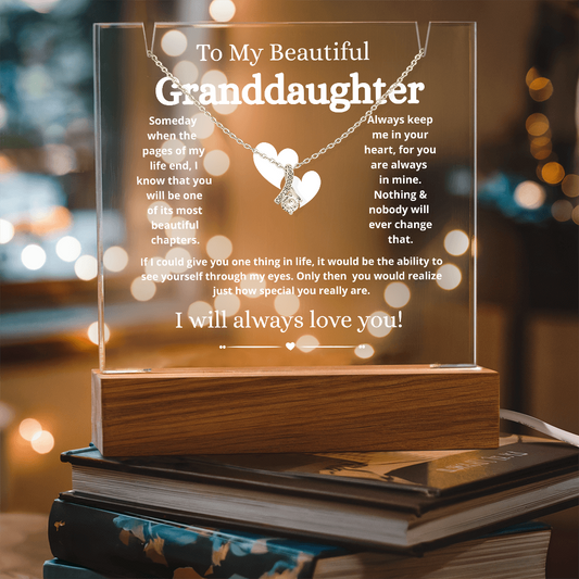 To My Beautiful Granddaughter Acrylic Keepsake and Necklace