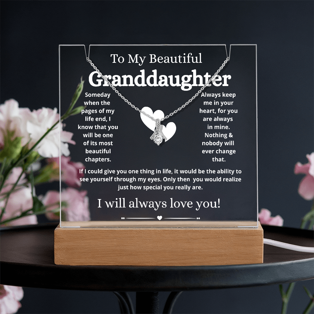 To My Beautiful Granddaughter Acrylic Keepsake and Necklace