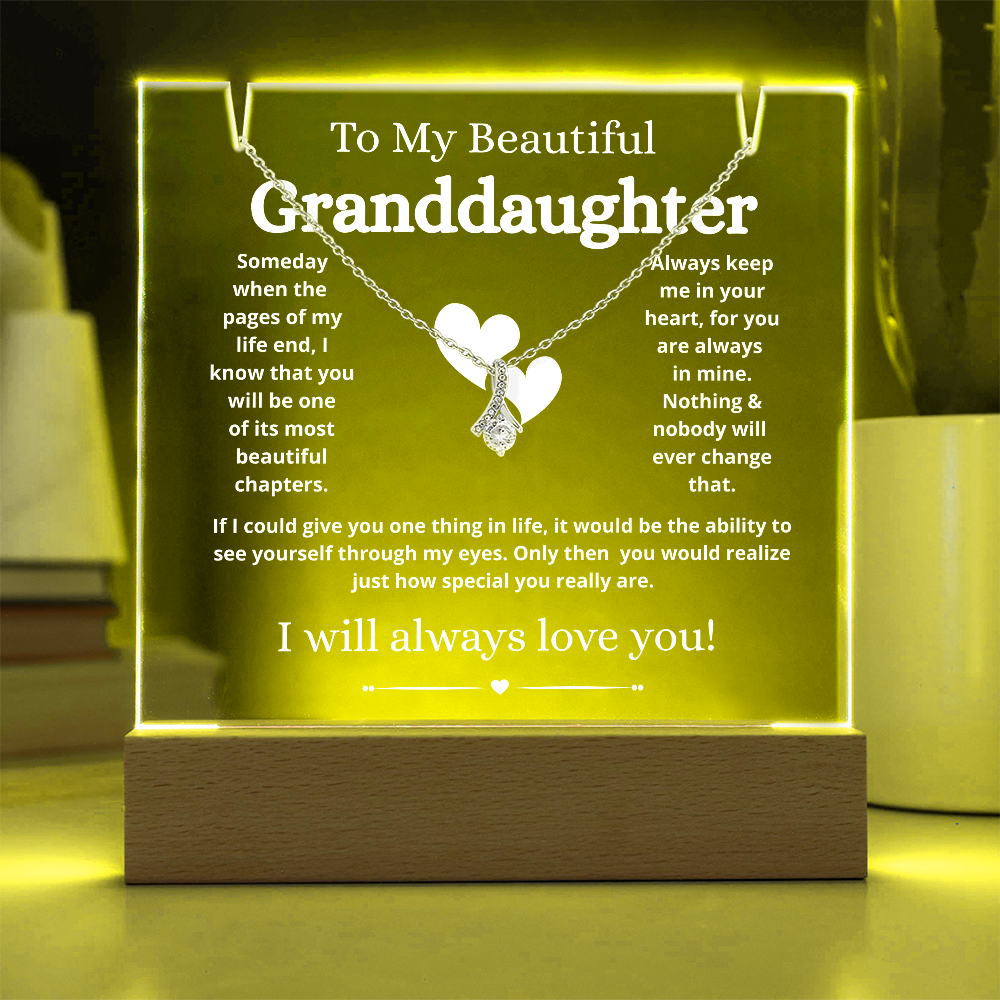 To My Beautiful Granddaughter Acrylic Keepsake and Necklace
