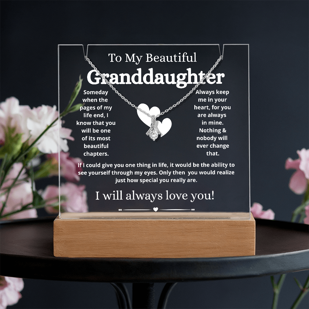 To My Beautiful Granddaughter Acrylic Keepsake and Necklace