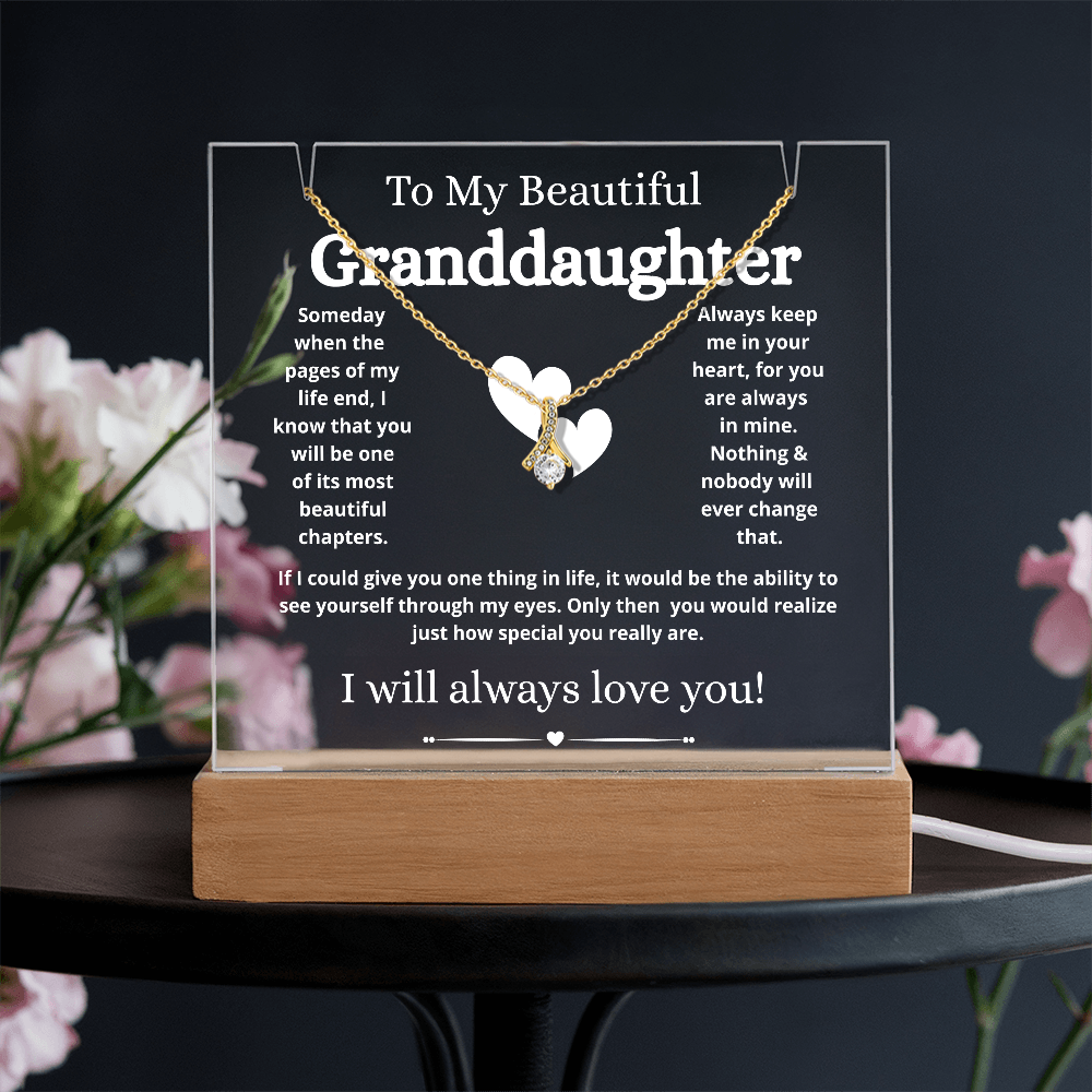 To My Beautiful Granddaughter Acrylic Keepsake and Necklace