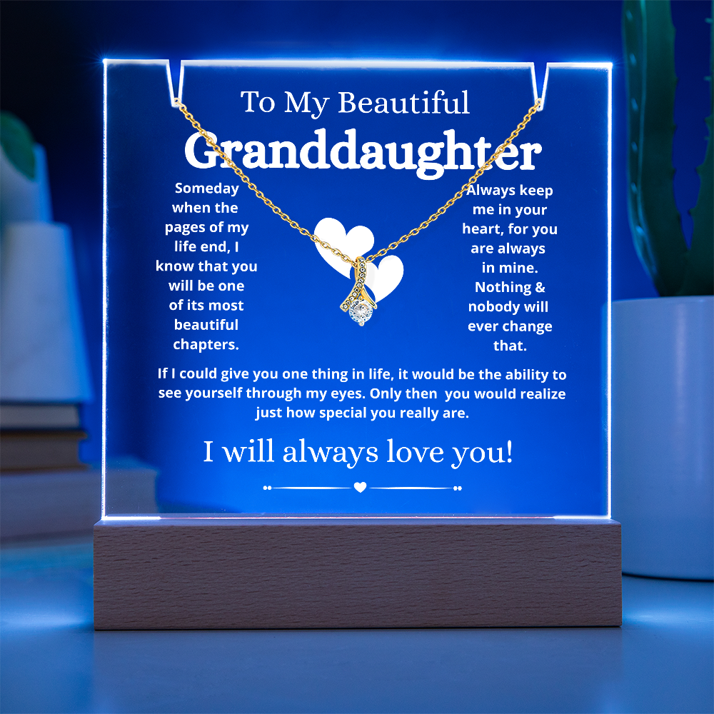 To My Beautiful Granddaughter Acrylic Keepsake and Necklace