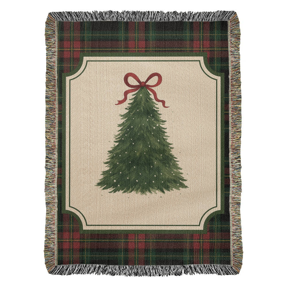 Plaid Christmas Tree Woven Blanket