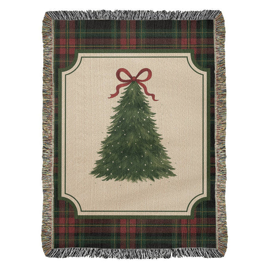 Plaid Christmas Tree Woven Blanket