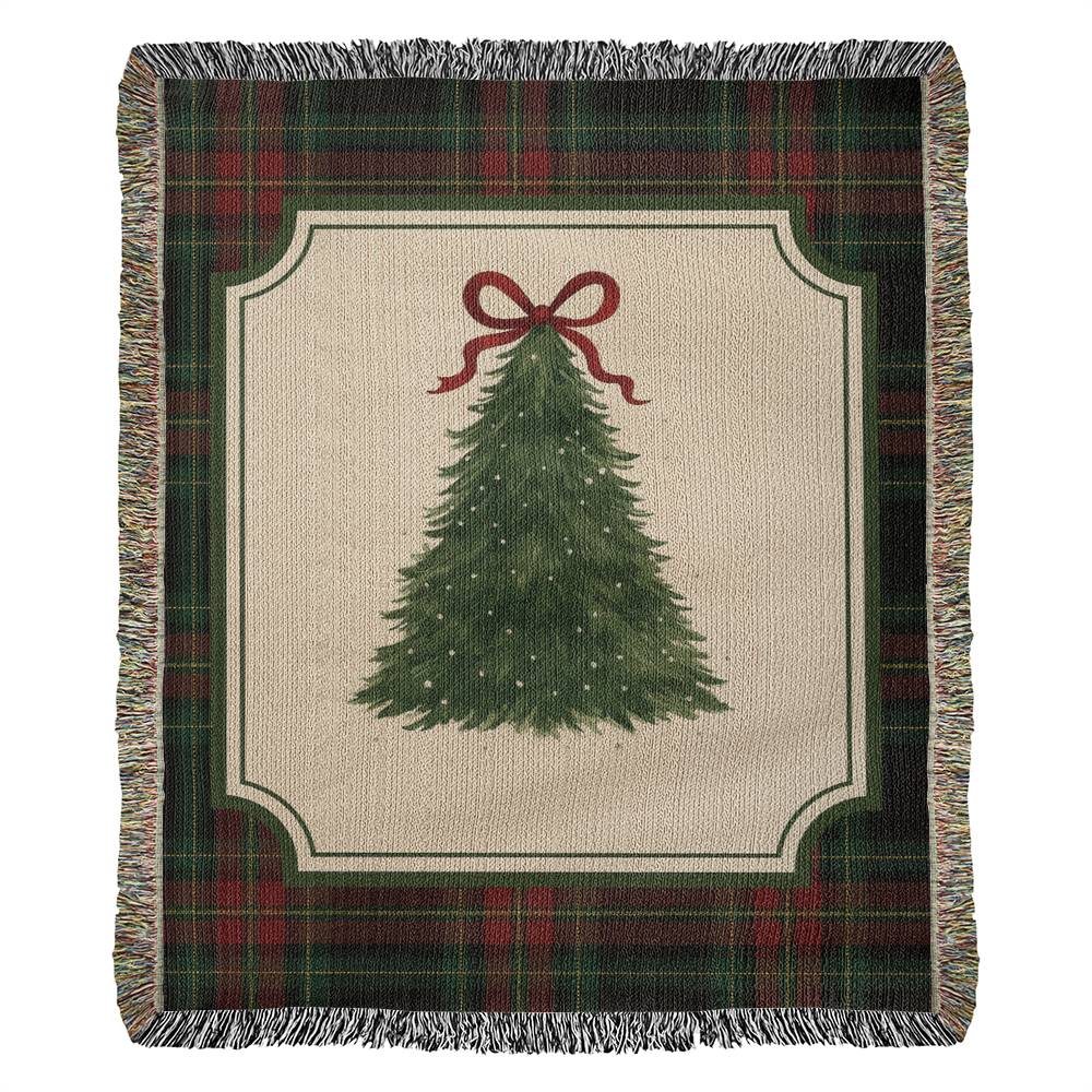 Plaid Christmas Tree Woven Blanket