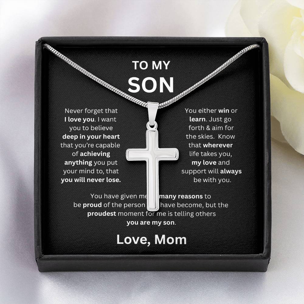 To My Son -Love Mom - Cross Pendant