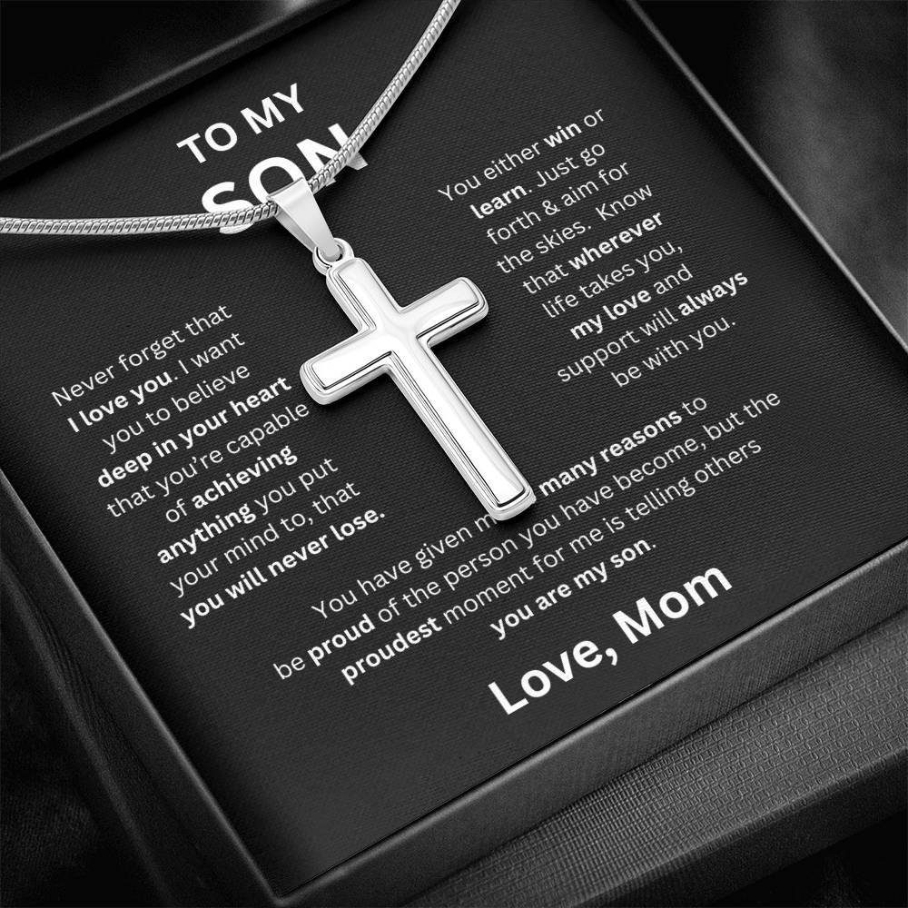 To My Son -Love Mom - Cross Pendant