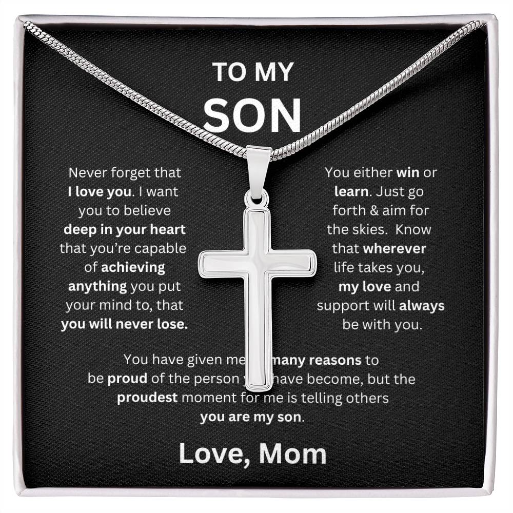 To My Son -Love Mom - Cross Pendant