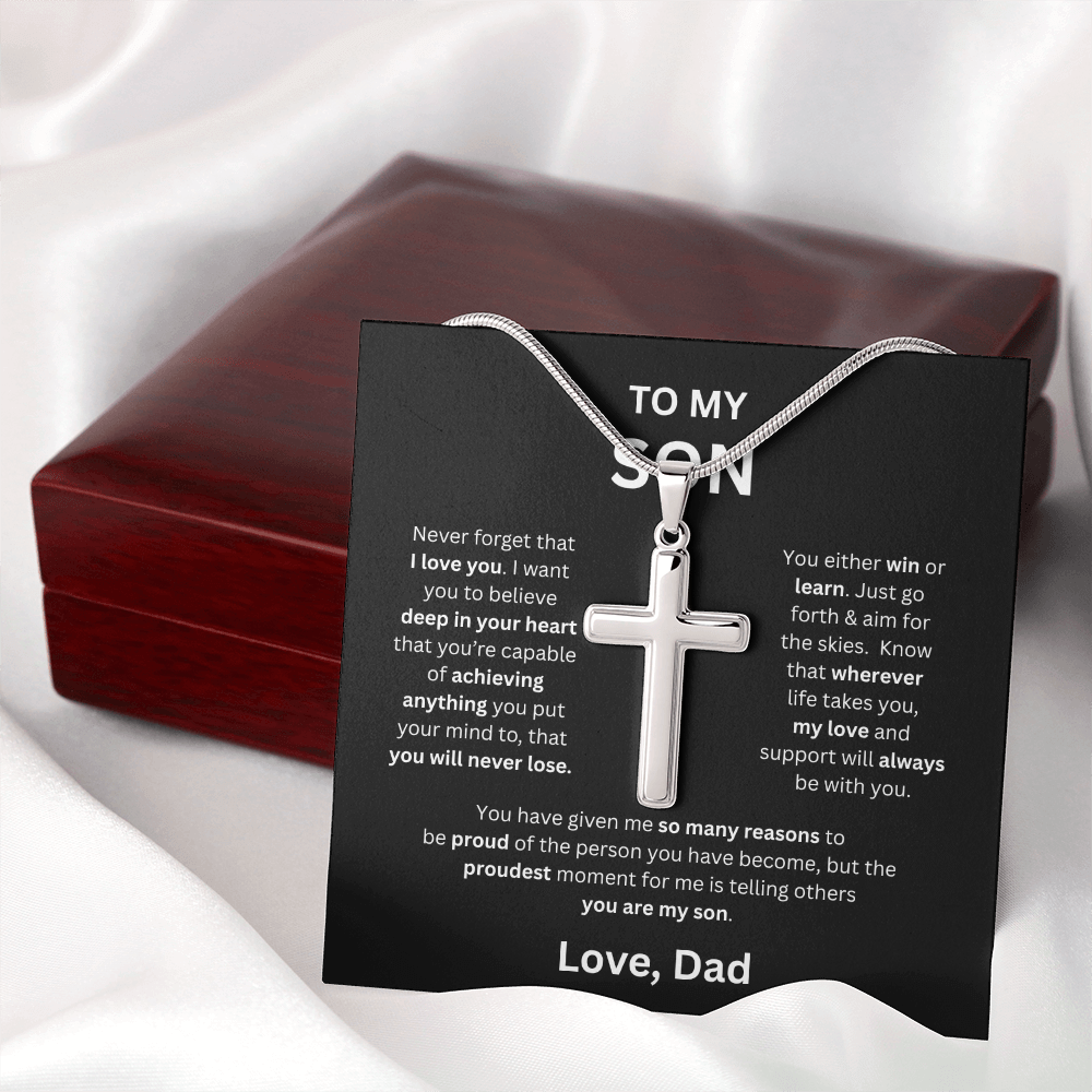 To My Son - Love Dad - Cross Pendant