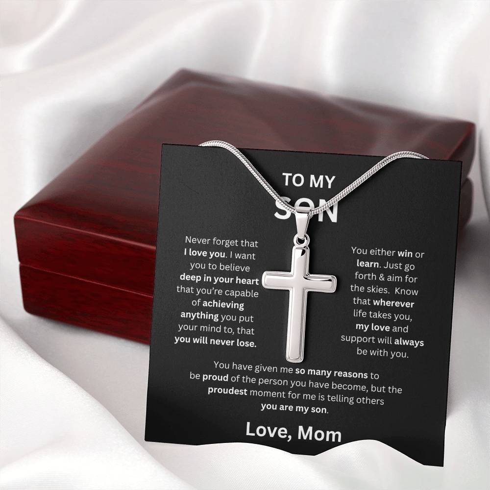 To My Son -Love Mom - Cross Pendant