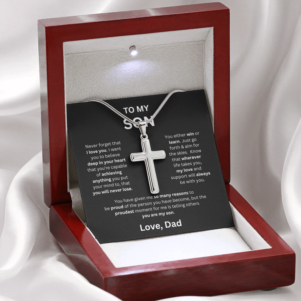 To My Son - Love Dad - Cross Pendant