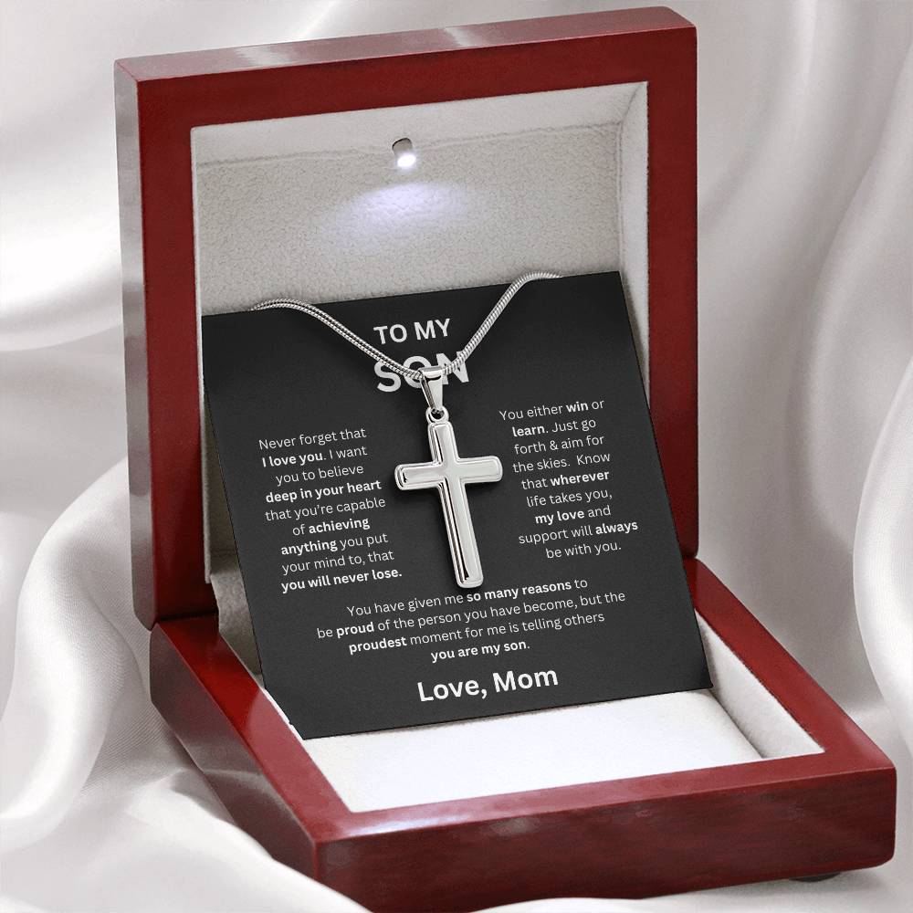 To My Son -Love Mom - Cross Pendant