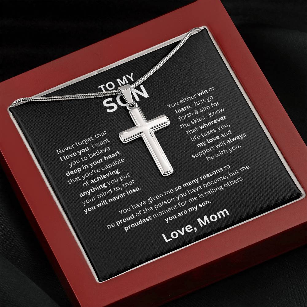 To My Son -Love Mom - Cross Pendant