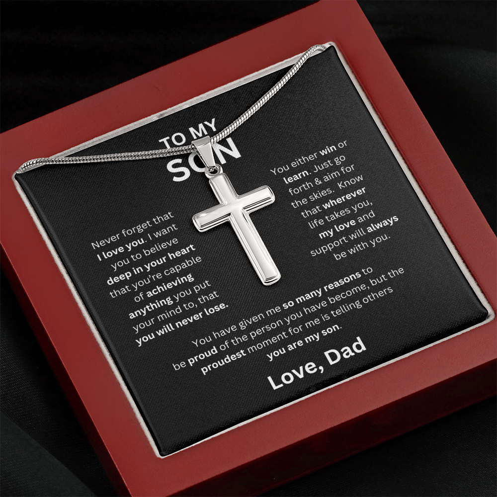 To My Son - Love Dad - Cross Pendant