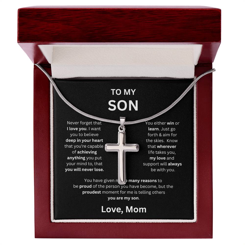 To My Son -Love Mom - Cross Pendant