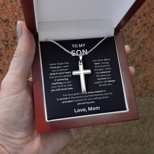 To My Son -Love Mom - Cross Pendant