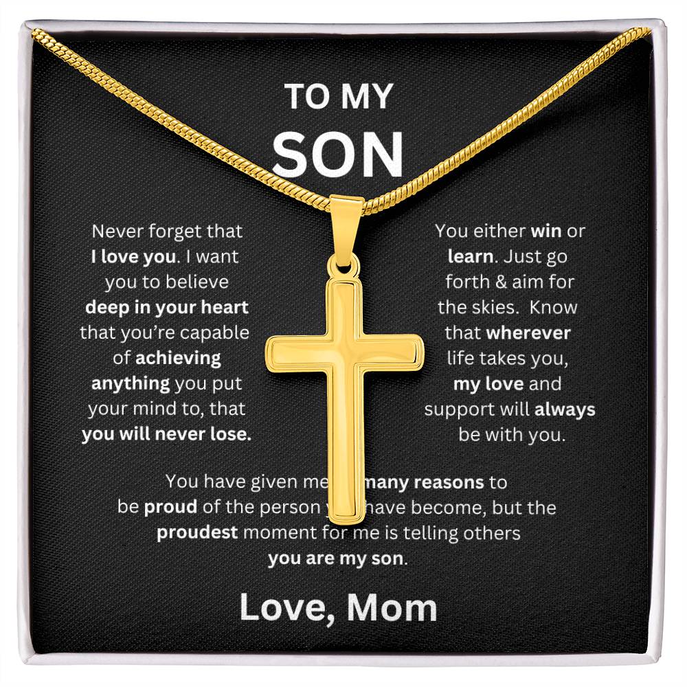 To My Son -Love Mom - Cross Pendant