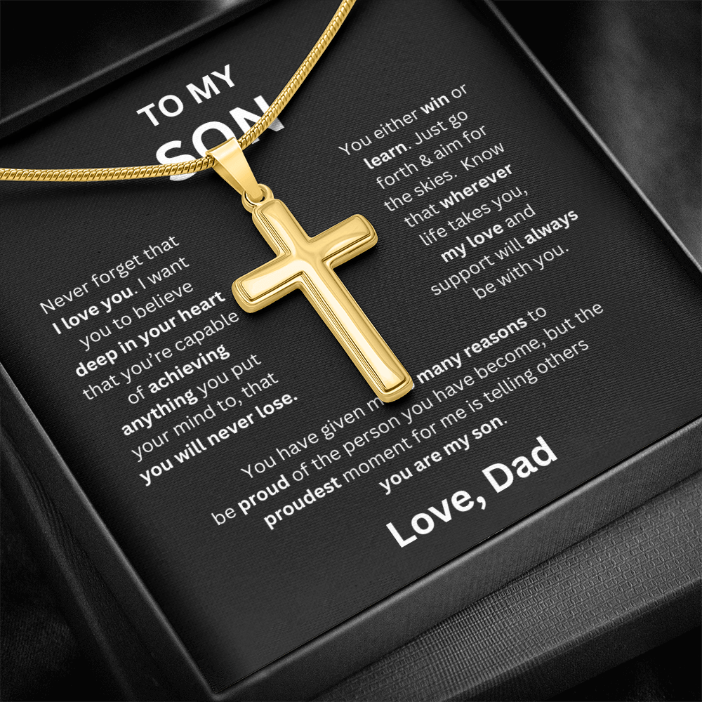 To My Son - Love Dad - Cross Pendant