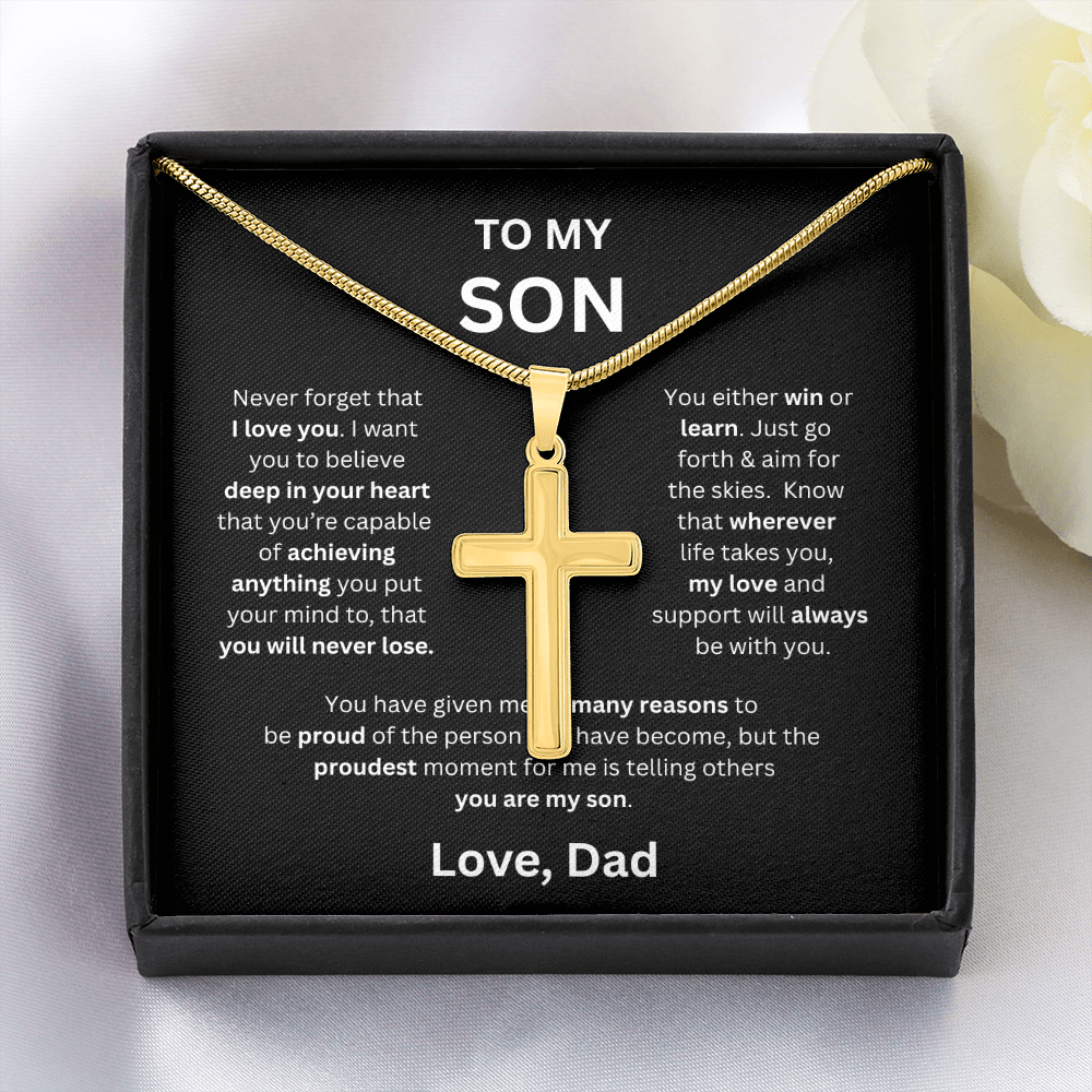 To My Son - Love Dad - Cross Pendant