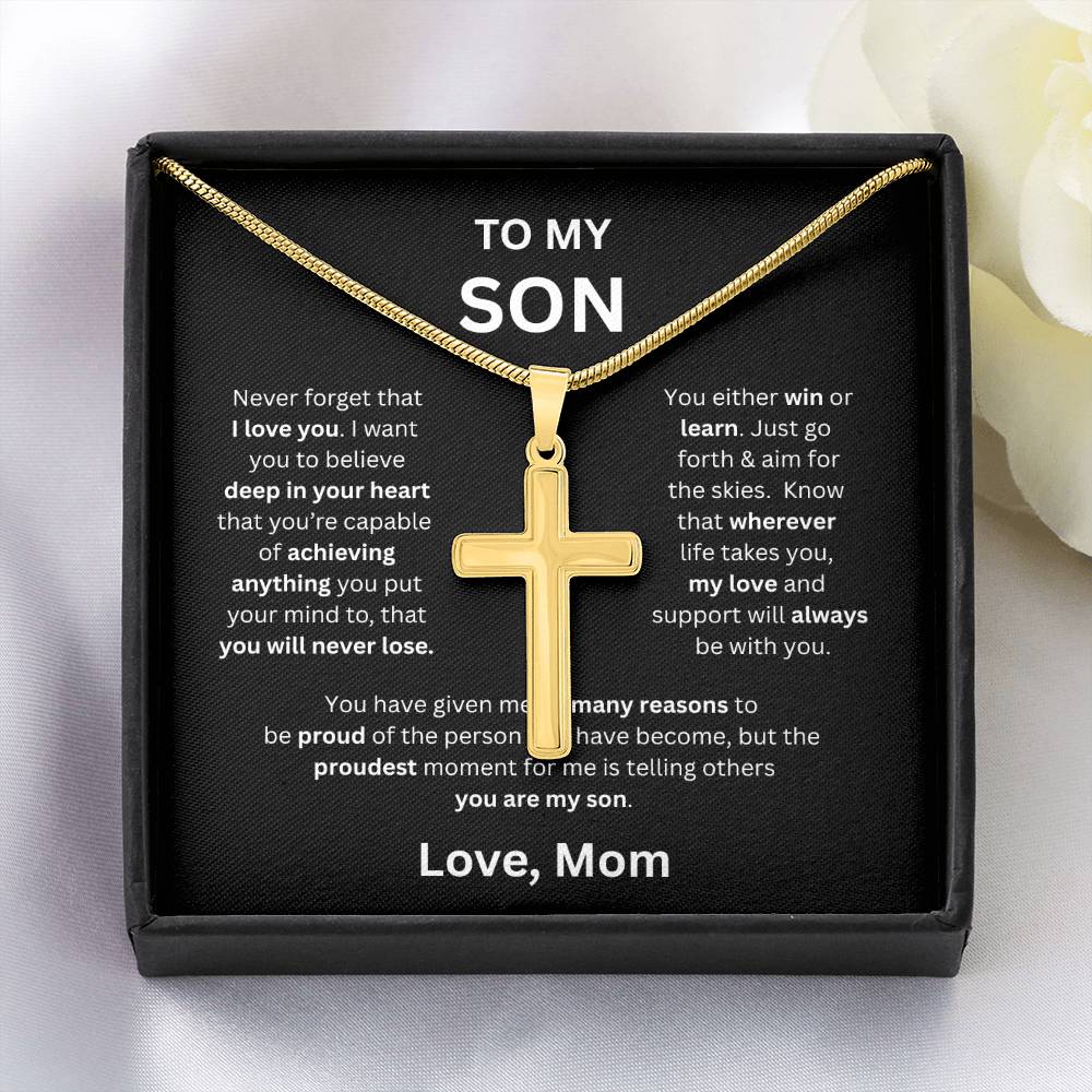 To My Son -Love Mom - Cross Pendant